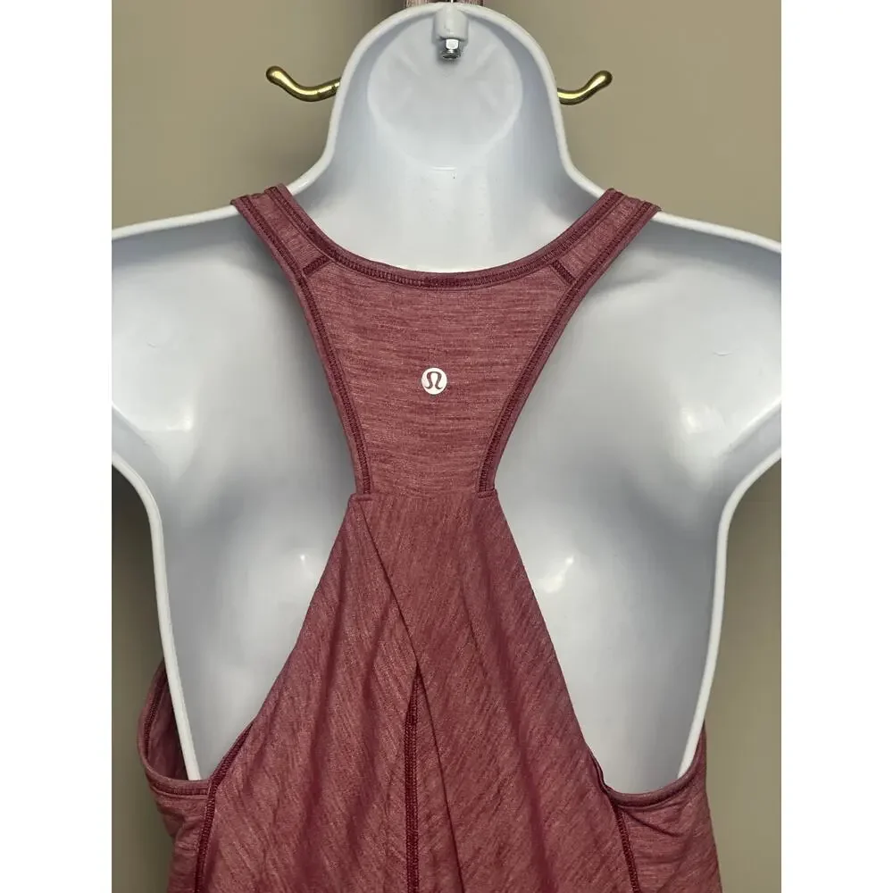 Lululemon Size M Activewear Tank Heathered Burgundy Racerback